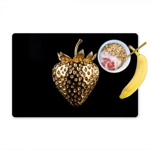 Tischset - Erdbeere - Gold - Schwarz - Chrom - 6 Stück