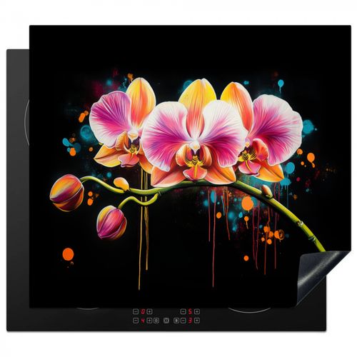 Herdabdeckplatte - Orchidee - Graffiti - Farbenfroh - Blumen - Abstrakt