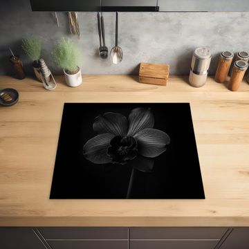Herdabdeckplatte - Schwarz - Blume - Orchidee