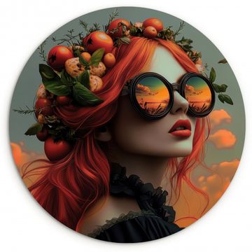 Runde Bilder - Frau - Krone - Tomate - Bascilicum - Sonnenbrille
