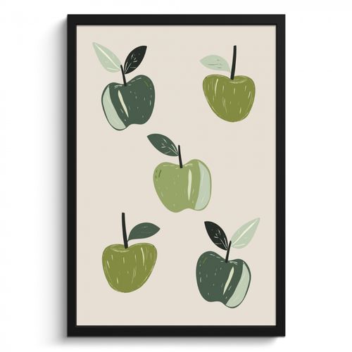 Bilder mit Rahmen - Äpfel - Grün - Illustration - Blätter