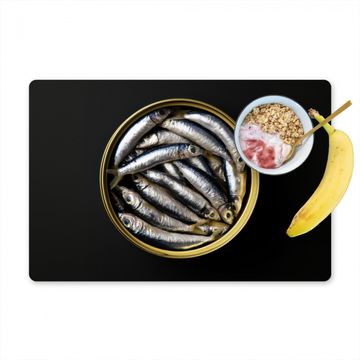 Tischset - Sardinen - Fisch - Rund - Schwarz - 6 Stück