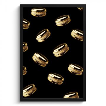Bilder mit Rahmen - Makronen - Muster - Gold - Schwarz