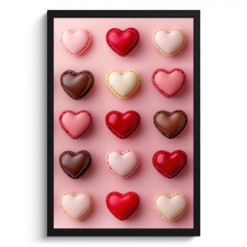 Bilder mit Rahmen - Makronen - Herzen - Bunt - Rosa