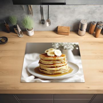 Herdabdeckplatte - Pfannkuchen - Banane - Sirup - Weiß - Beige