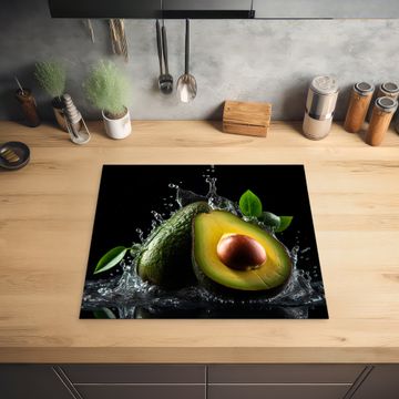 Herdabdeckplatte - Avocado - Gemüse - Blatt - Wasser - Schwarz - Grün