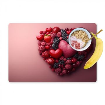 Tischset - Obst - Herzen - Erdbeeren - Himbeeren - Heidelbeeren - 6 Stück
