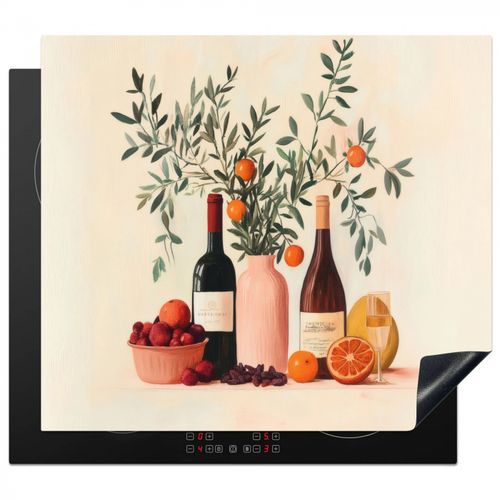 Herdabdeckplatte - Weinflaschen - Äste - Orangen