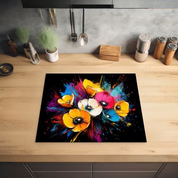 Herdabdeckplatte - Blumen - Bunt - Graffiti - Modern - Blumenstrauß