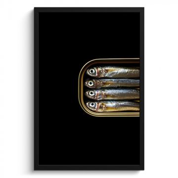 Bilder mit Rahmen - Sardinen - Dose - Schwarz - Fisch