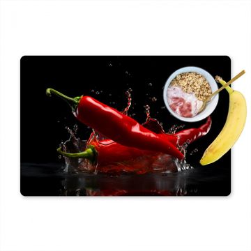 Tischset - Paprika - Rot - Schwarz - Wasser - Gemüse - 6 Stück