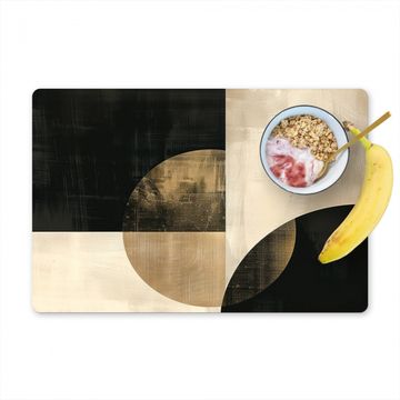 Tischset - Geometrische Balance in Schwarz und Gold - 6 Stück
