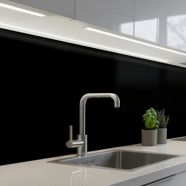 Küchenrückwand - Schwarz - Einfarbig