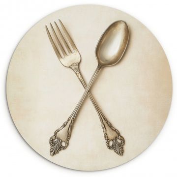 Runde Bilder - Beige - Vintage - Besteck