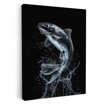 Leinwandbilder - Fische - Koi - Schwarz - Wasser