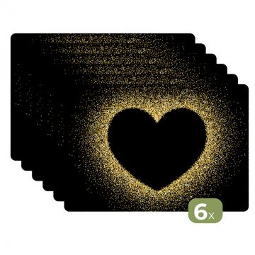 Tischset - Herz aus Goldglanz - 6 Stück
