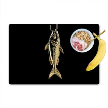 Tischset - Gold - Fisch - Haken - Schwarz - 6 Stück