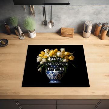 Herdabdeckplatte - Zitate - Blume - Tulpe - Gelb