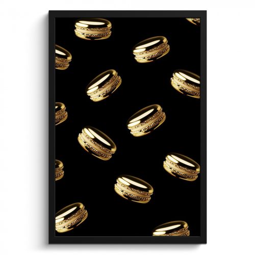 Bilder mit Rahmen - Makronen - Muster - Gold - Schwarz