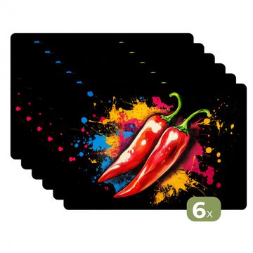 Tischset - Pfeffer - Graffiti - Farbe - Abstrakt - Modern - Farbenfroh - 6 Stück