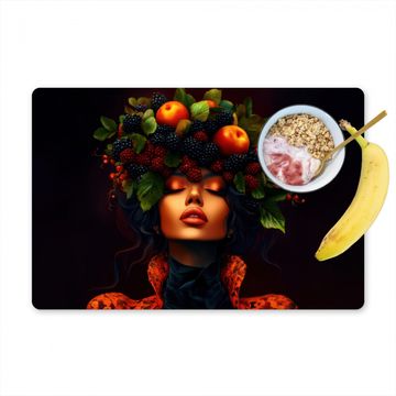 Tischset - Frau - Schwarz - Beeren - Äpfel - 6 Stück