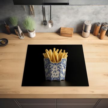 Herdabdeckplatte - Pommes frites - Porzellan - Delfter Blau - Lebensmittel