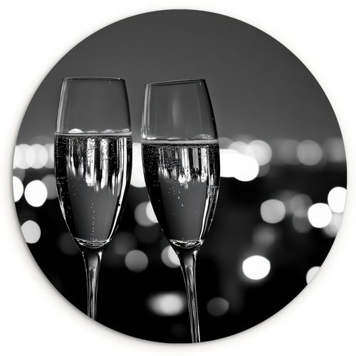 Runde Bilder - Seifenblasen - Prost - Champagnergläser - Lichter der Stadt