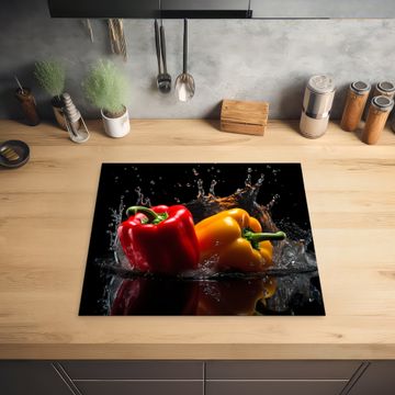 Herdabdeckplatte - Paprika - Wasser - Schwarz - Gemüse - Rot - Gelb
