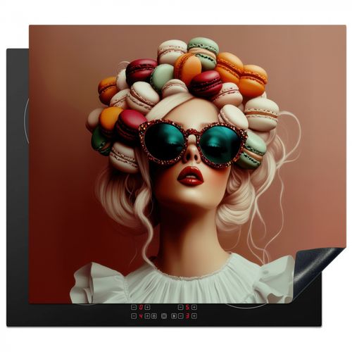 Herdabdeckplatte - Frau - Makronen - Brille