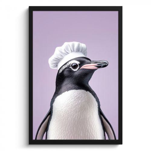 Bilder mit Rahmen - Pinguin - Kochmütze - Lieb - Lila