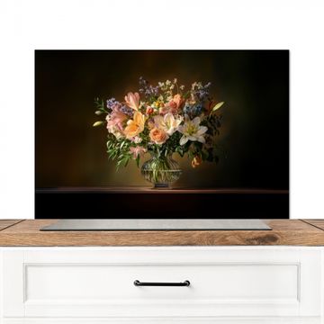 Spritzschutz Küche - Gläser - Blumen - Blumenstrauß - Farben