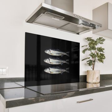 Spritzschutz Küche - Hering - Fisch - Schwarz