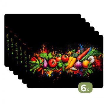 Tischset - Gemüse - Lebensmittel - Kräuter - Graffiti - Kochen - 6 Stück