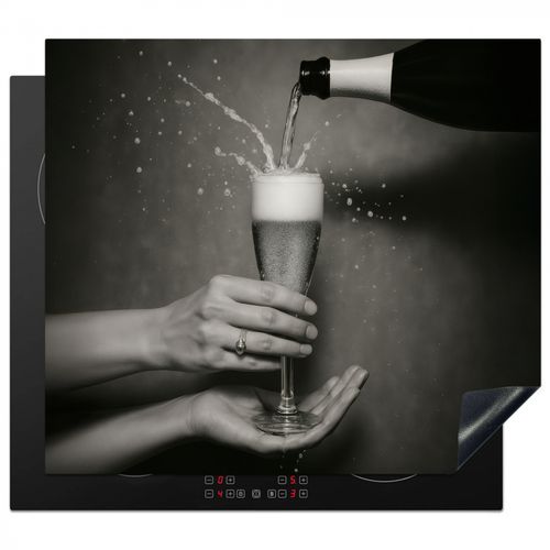 Herdabdeckplatte - Champagnerflasche - Glas - Minimalistisch - Spritzer