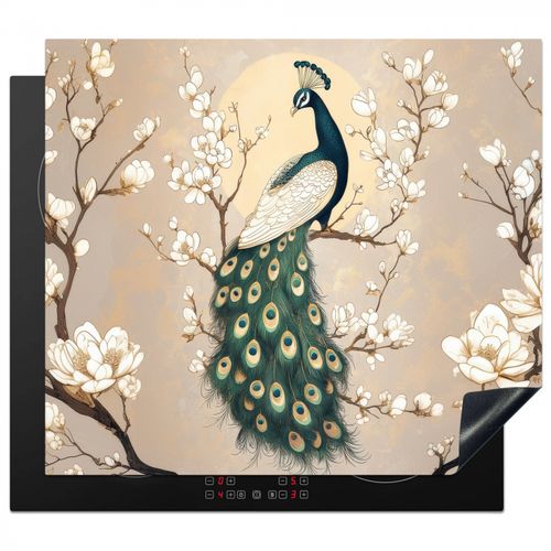 Herdabdeckplatte - Pfau - Zweig - Blumen