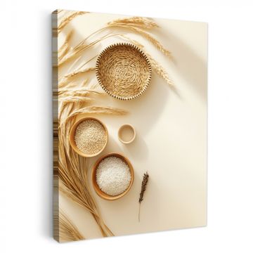 Leinwandbilder - Müsli - Holz - Schale - Beige