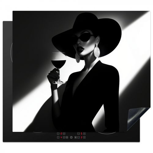 Herdabdeckplatte - Frau - Wein - Chic