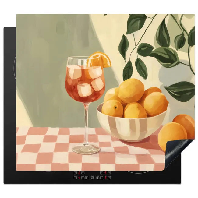 Herdabdeckplatte - Zitronen - Glas - Tischtuch - Blockiert