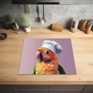 Herdabdeckplatte - Papagei - Kochmütze - Neugierig - Vogel