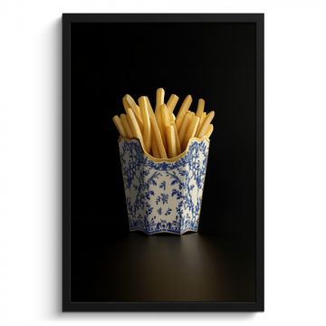 Bilder mit Rahmen - Pommes frites - Porzellan - Delfter Blau - Lebensmittel