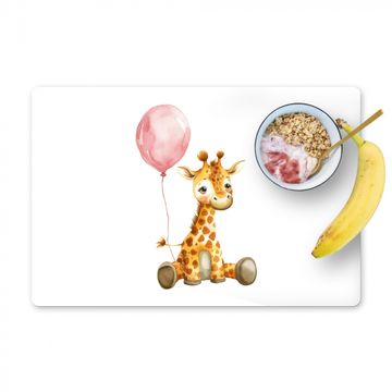 Tischset - Giraffe - Baby - Tiere - Rosa Luftballon - 6 Stück