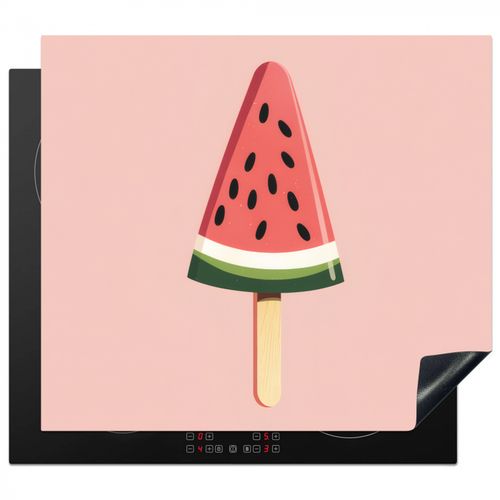 Herdabdeckplatte - Wassermelone - Eiscreme - Kerne - Rot