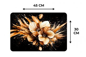 Tischset - Blumen - Gold - Graffiti - Schwarz - Abstrakt - 6 Stück