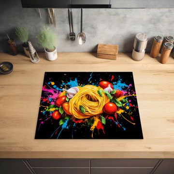 Herdabdeckplatte - Spaghetti - Graffiti - Farbe - Bunt - Lebensmittel - Modern