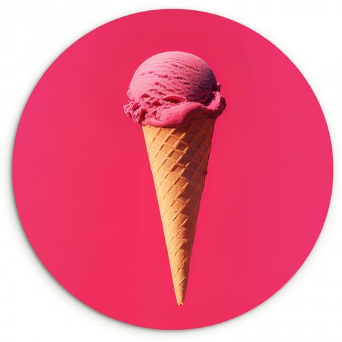 Runde Bilder - Schaufel Eiscreme - Rosa - Horn