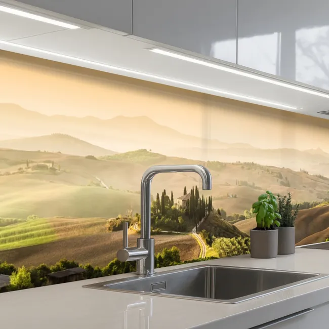 Küchenrückwand - Landschaft - Toskana - Morgenlicht