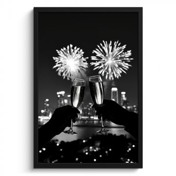 Bilder mit Rahmen - Feuerwerk - Prost - Skyline - Champagner
