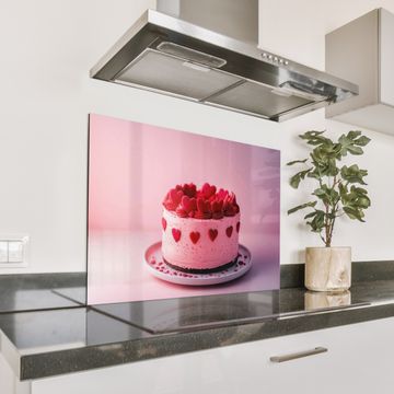 Spritzschutz Küche - Torte - Herz - Rosa