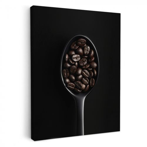 Leinwandbilder - Kaffeebohnen - Löffel - Schwarz