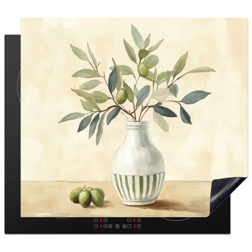 Herdabdeckplatte - Vase - Keramik - Olivenzweige